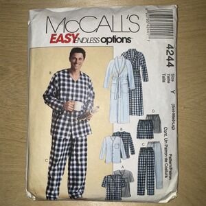 McCalls Sew Pattern 4244 SML Men Robe Pajama Lounge Sleep Top Pants Shorts Uncut